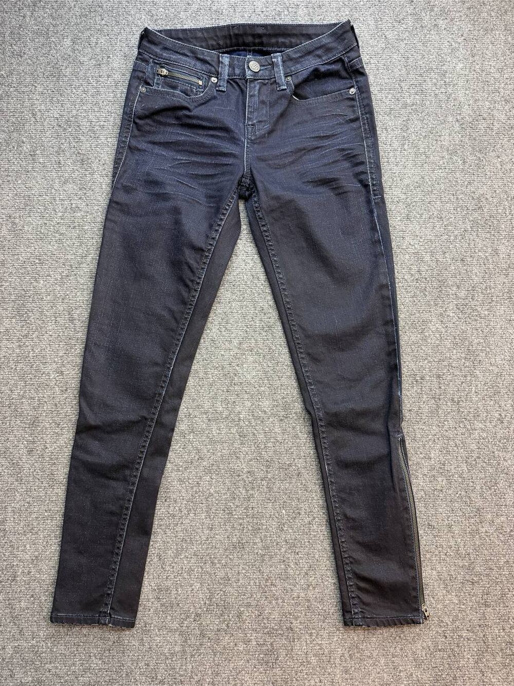 William Rast Women’s 24 Dark Wash Moto Skinny Jeans Ankle Zip Stretch